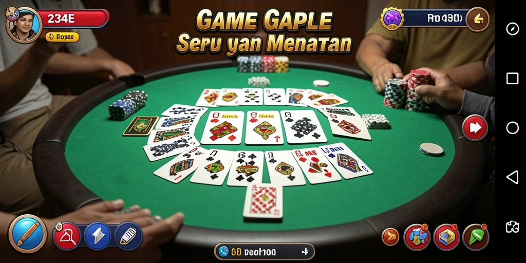 Gambaran gameplay Gaple yang seru dan interaktif dalam 234E.