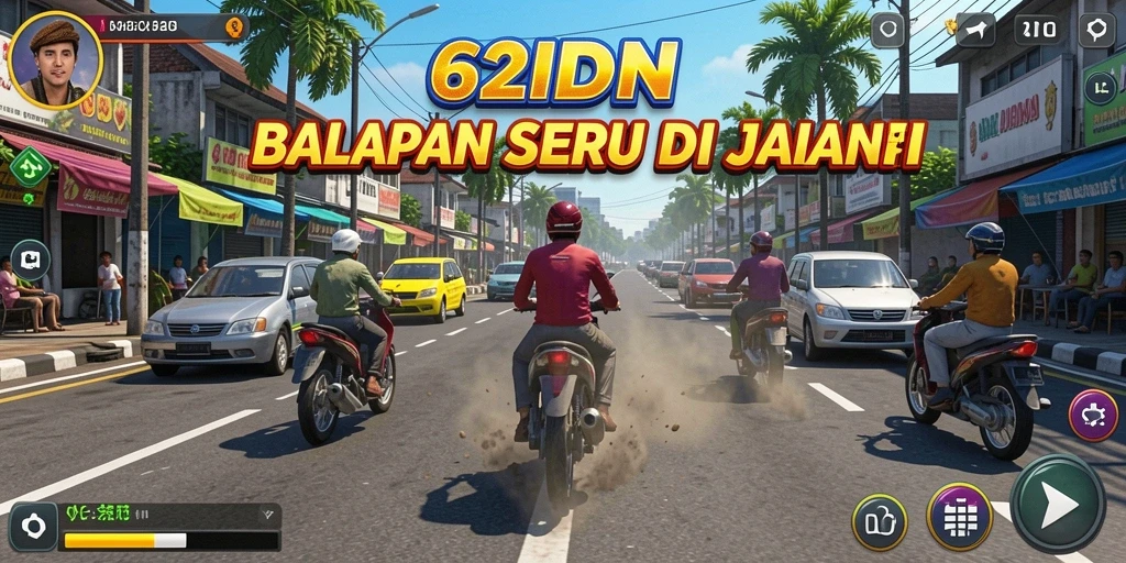 Tampilan gameplay balapan yang seru dan mendebarkan di 62IDN.