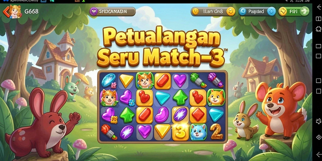 Tampilan gameplay G668 yang memukau dalam permainan Match-3.
