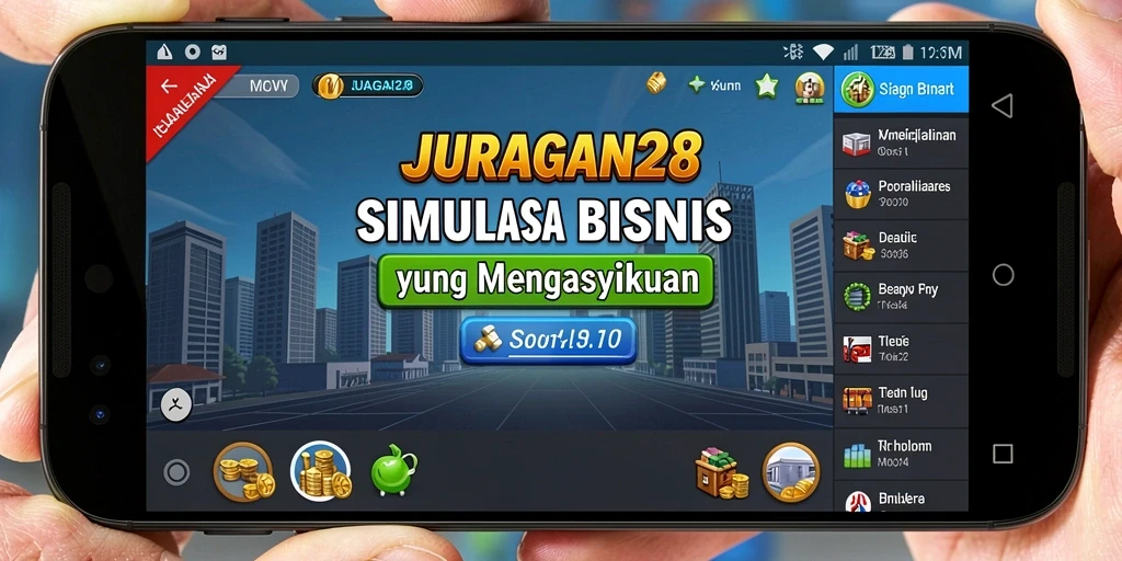 Screenshot permainan JURAGAN28 menampilkan strategi bisnis yang seru.