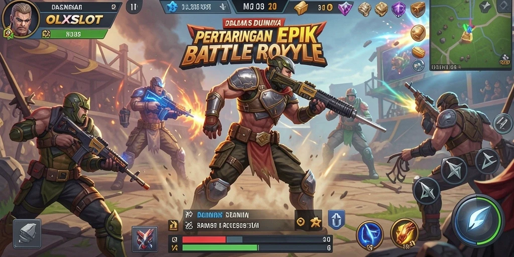 Tampilan seru dari gameplay <strong>OLXSLOT</strong> yang menegangkan dalam Battle Royale.