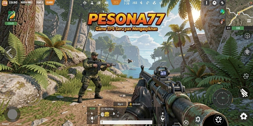 Screenshot PESONA77 menampilkan aksi seru dalam gameplay TPS.