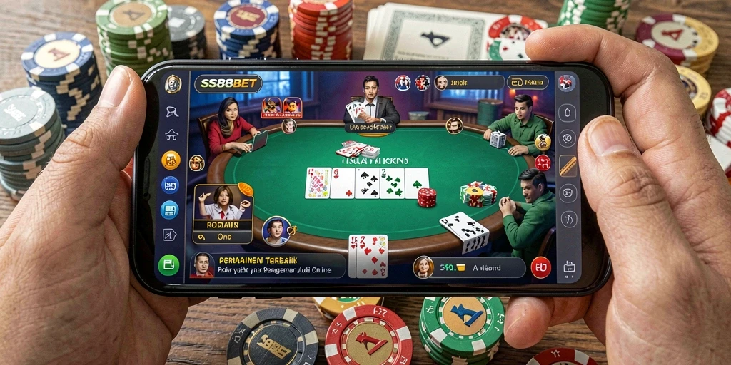 Tampilan gameplay Poker yang seru dan interaktif di SS88BET.