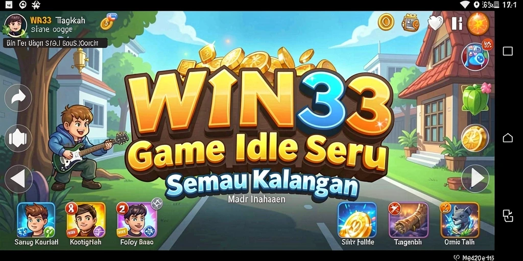 Gameplay WIN33 yang menunjukkan kemajuan sumber daya otomatis.